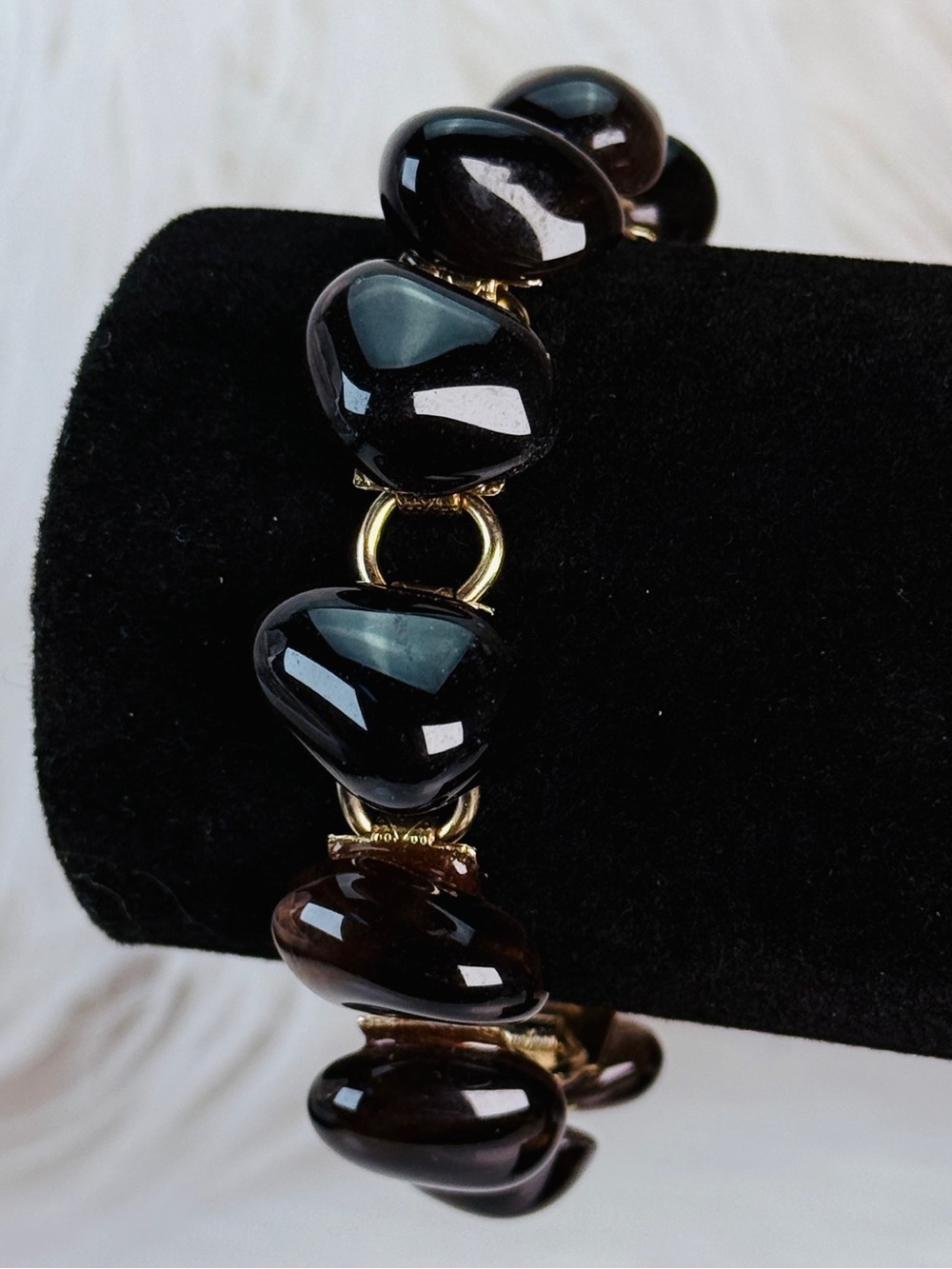 Vintage aged, goldtone, smoky quartz bracelet